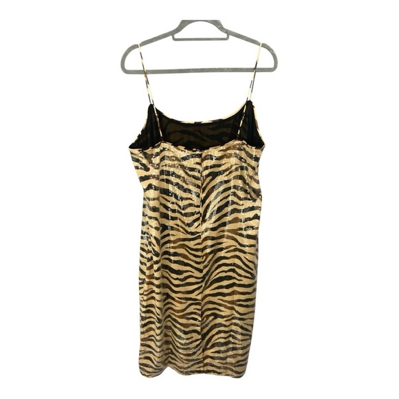 J.Crew Gwyneth Sequin Slip Dress in Sandy Zebra Stripe Size 16 NWT - Picture 3 of 11